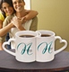 Enjoy your morning time even more with these adorable Personalized Initial Mugs. With the unique his and her design and darling personalization, these coffee cups add dazzle to a traditional morning routine. Crafted of ceramic stoneware, these interlocking mugs feature a heart shaped handle and puzzle piece fit. Mugs make a fabulous gift for anniversaries and weddings.