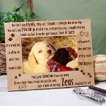 What better way to enjoy the life of your four-legged family member than with a Personalized Dog Picture Frame. This beautifully engraved picture frame makes a great Dog Lover gift suitable for a personalized birthday gift or endearing memorial gift. Our Engraved Loyal Dog Wood Picture Frame measures 8 3/4" x 6 3/4" and holds a 3" x 5" or 4" x 6" photo. Easel back allows for desk display. Includes FREE Personalization! Personalize your Dog Photo Frame with any pets name.