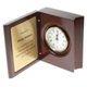 Celebrate a special retirement with our personalized book clock. This elegantly-designed solid wood book clock is a highly tasteful addition to any desktop, bookshelf, or mantle. It features a working quartz precision clock inside its open design, with overall dimensions of 4 3/8 x 5 3/8 x 1 3/4, making it a stylish and thoughtful gift. 