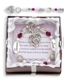 Send mom a gift any time of year and let her know you appreciate her love and caring heart. This silver like and glass bead bracelet with a Mother Heart Charm with a special poem card comes complete with a keepsake style gift box.