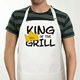 Is someone you know the King of the Grill. Our King of the Grill apron gets personalized with their name and makes a great gift idea any time of year. Apron is a white full length, 65/35 cotton/poly twill fabric apron with adjustable neck and matching fabric ties. Machine washable. This custom bib apron measures 28" x 30" and features 3 center pockets for convenient storage making grilling easy to stay organized.